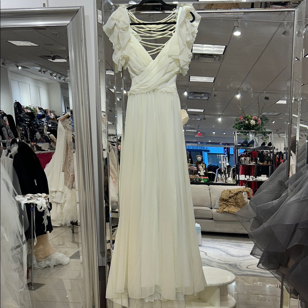 Altar'd State Cream Ruffled Wedding Dress
